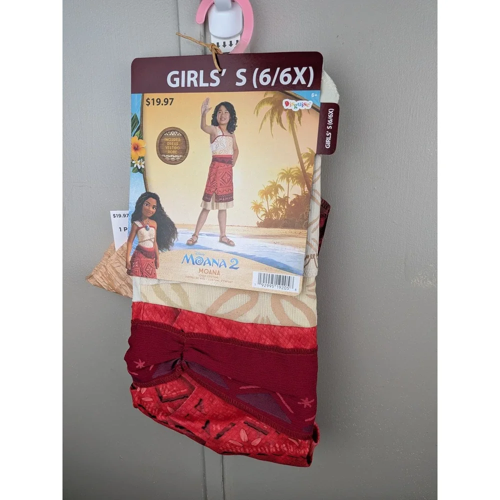 Disney Moana 2 Child Costume Girls Small 6/6X Dress and Robe Set Disguise New